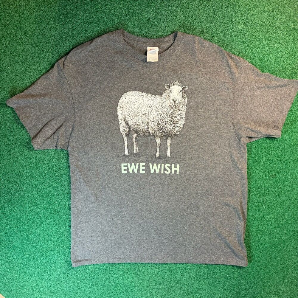 Size XL Mens - Delta Pro Weight Ewe Wish Sheep Gray Graphic T Shirt Funny Animal